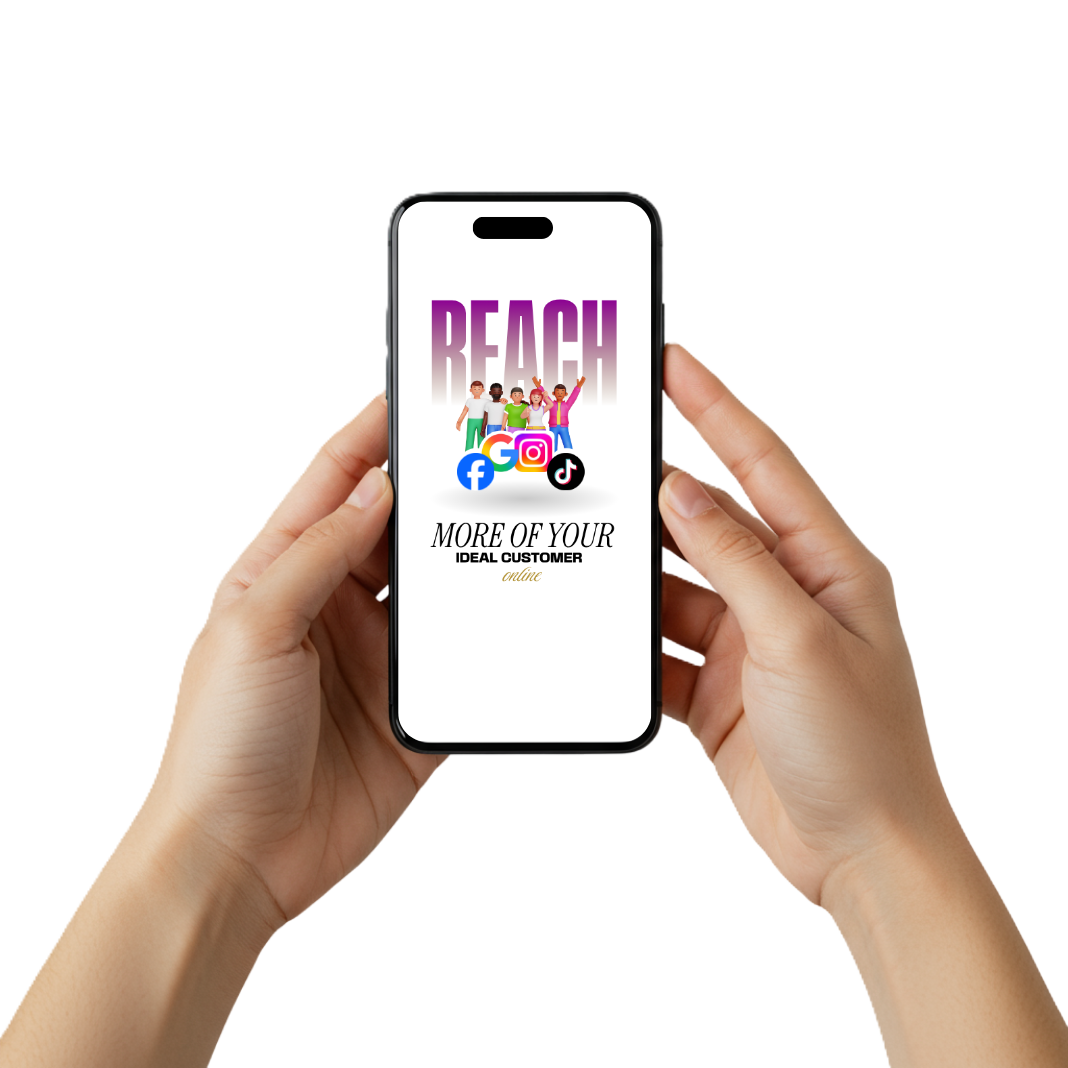 Phone showing social media reach by CHRONA STUDIOS, digital marketing for family-owned brick-and-mortar businesses