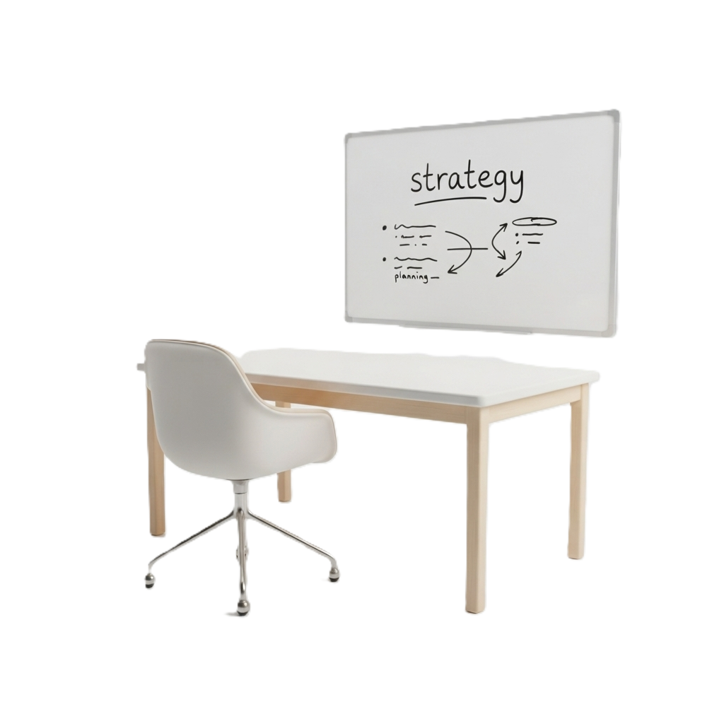 Business consultation workspace for marketing strategy by CHRONA STUDIOS, digital marketing for family-owned brick-and-mortar businesses