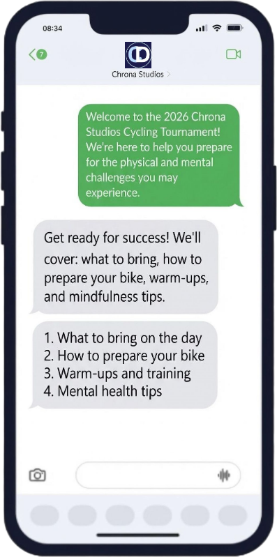 Branded SMS on a phone by CHRONA STUDIOS, digital marketing for family-owned brick-and-mortar businesses